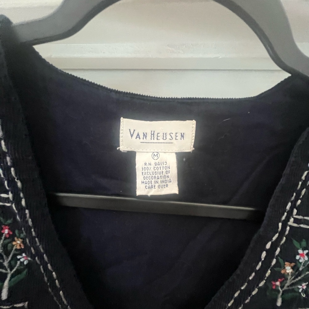 Vintage Van Heusen Corduroy Embroidered Medium Cottagecore Vest Garden Floral - Picture 6 of 15
